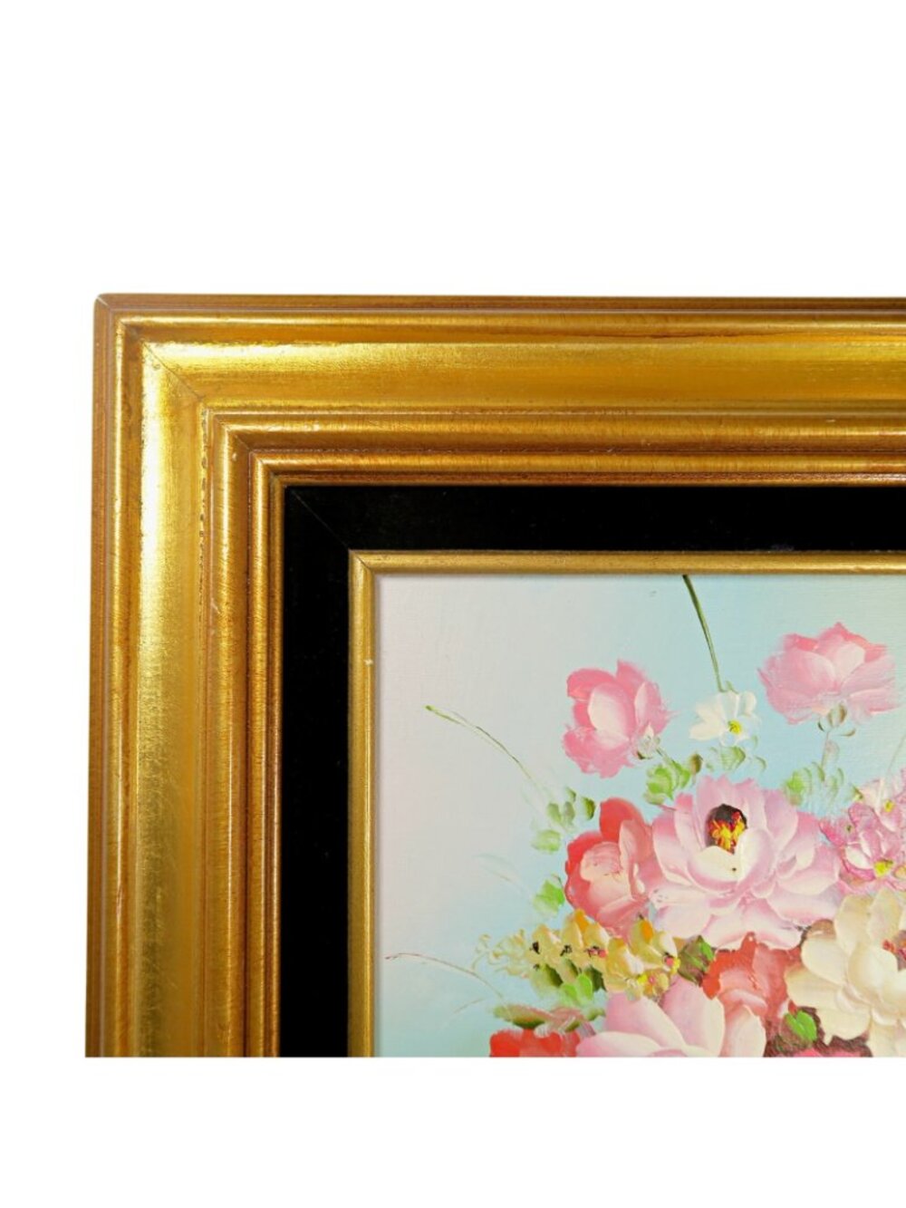 Robert Cox 14x15" Signed Oil Painting Pink Rose Bouquet Vintage Floral Art - Picture 4 of 10